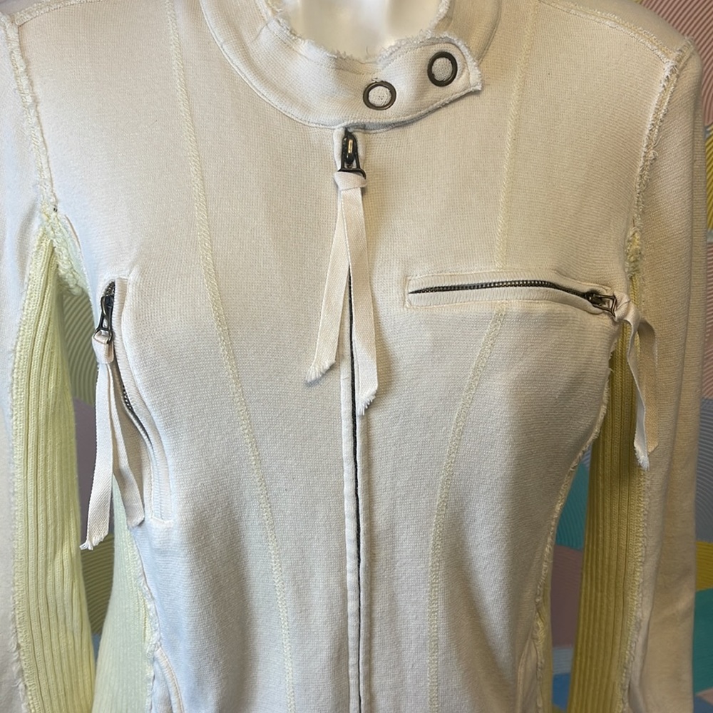 Free People Zip up Jacket szM white and yellow asymmetric - Picture 2 of 9